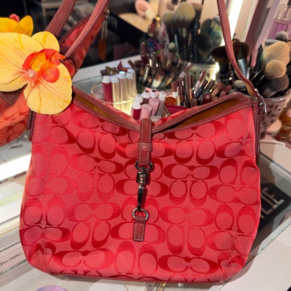 Coach Handbags - Coach Red Signature Shoulder Bag